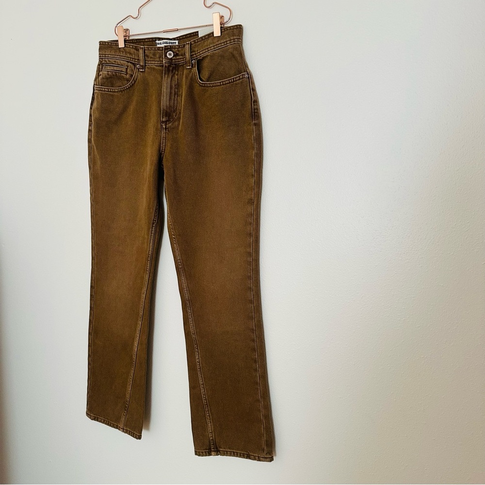 New Free People Xena High Rise Slim Straight Jeans Chocolate Mousse - Picture 9 of 13
